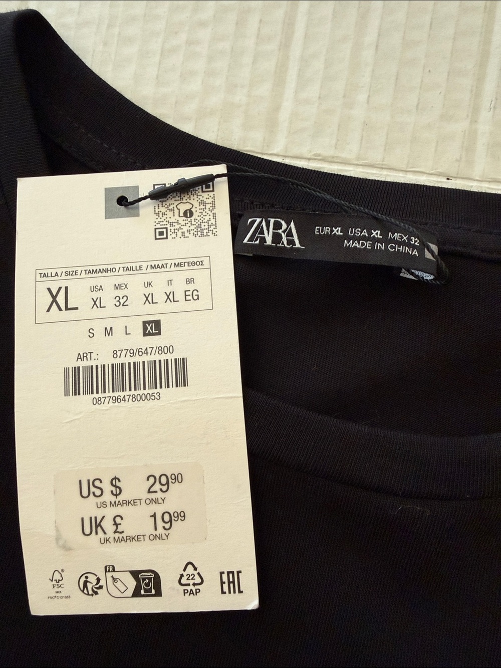 Zara Black Lace Trim Blouse Sz XL Cotton Short Sleeve Boxy Witchy NWT Minimalist - Picture 13 of 16